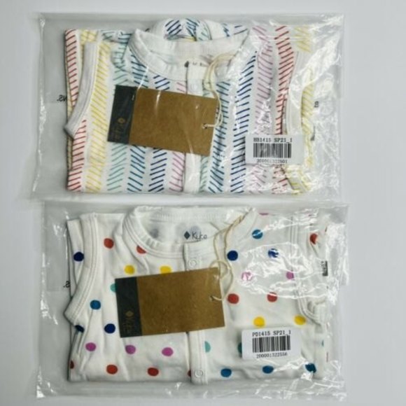 Kyte Baby Sleeveless Snap Romper Size 0-3 Months Herringbone Polka Dot Lot 2 New